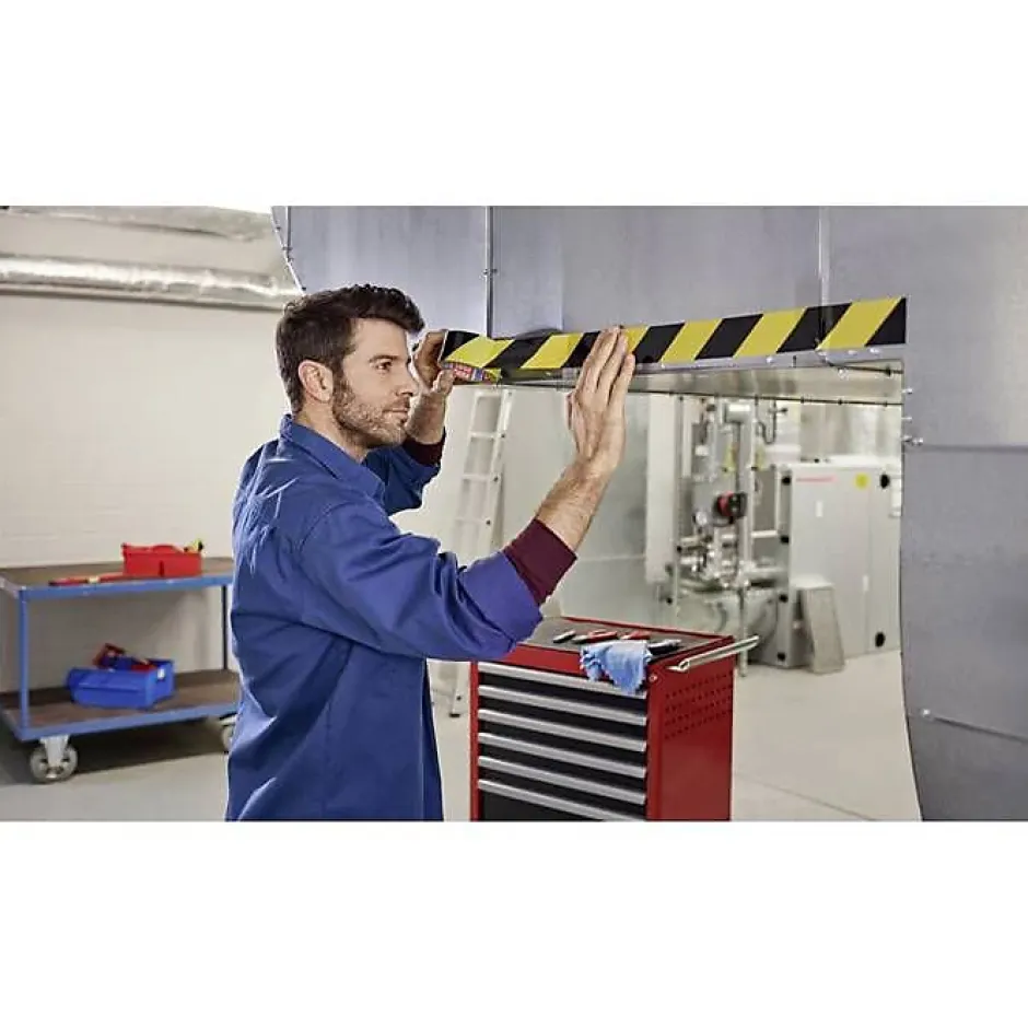 Ruban adhésif de signalisation - - Noir/Jaune - 66m x 50mm-Tesa Hot