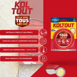 Ruban adhésif double face Koltout Express 2,5 m x 19 mm-Cyanolit New