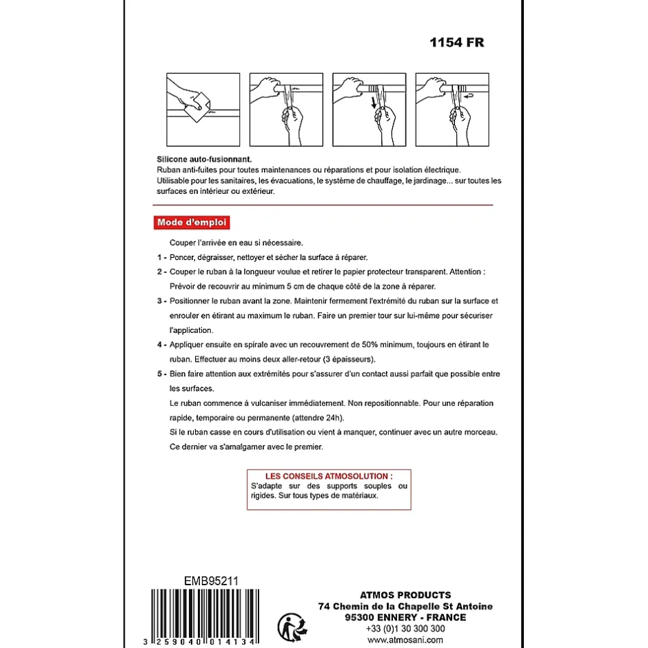 Ruban anti-fuite EXTREM TAPE Gris 25 mm x 3 m^Atmos Hot