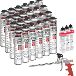 Pack de 24 Mousses Expansives WhiteTeq Pistolable 750ml + 3 Nettoyants FoamCleaner 929 500ml Penosil + Pistolet-Rubson Clearance