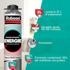 Pack de 11 Mousses Expansives Énergie Pistolable Gris 750ml + Nettoyant CL12 + Pistolet-Rubson Hot