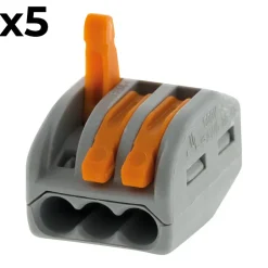 Sachet de 5 bornes 3 entrées série 222 -^Wago Discount
