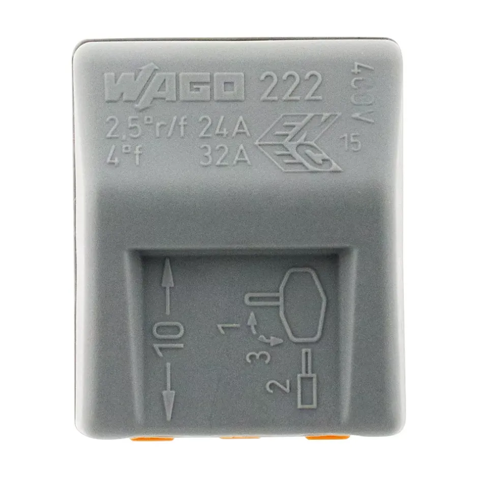 Sachet de 5 bornes 3 entrées série 222 -^Wago Discount