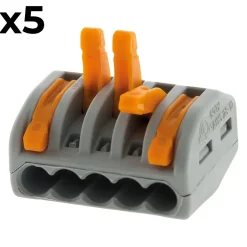 Sachet de 5 bornes 5 entrées série 222 -^Wago Discount