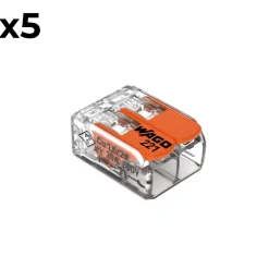 Sachet de 5 bornes 2 entrées série 221 -^Wago