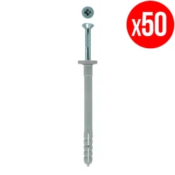 Sachet De 50 Chevilles À Frapper N-f Avec Clou En Acier Électrozingué-Fischer New