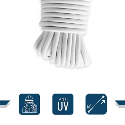 Sandow élastique Blanc 20 mètres - Qualité PRO 9SW - Tendeur pour bâche de diamètre 9 mm^Tecplast