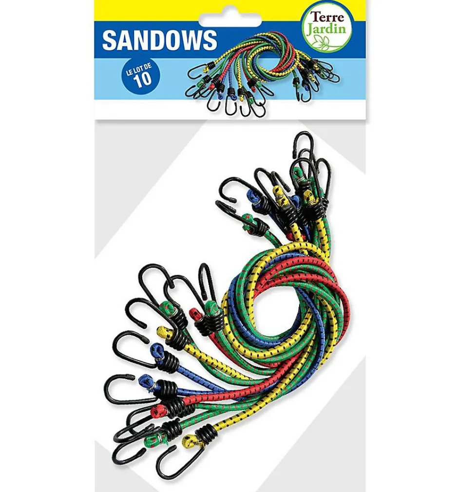 Sandow élastique 80cm avec crochets - Lot de 10-Terre Jardin Hot