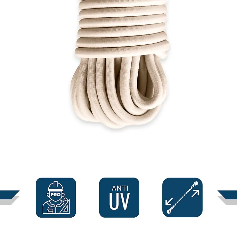 Sandow élastique Ivoire 15 mètres - Qualité PRO 9SW - Tendeur pour bâche de diamètre 9 mm^Tecplast Hot