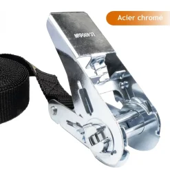 Sangle d'arrimage à cliquet - 25 mm x 5 m - Noir -^Linxor Online