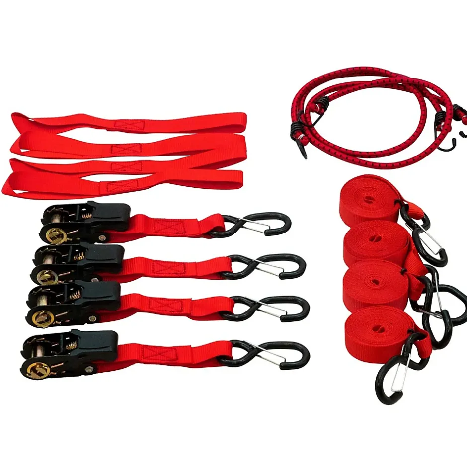 Sangle d'arrimage à cliquet 4,5 mètres x4 avec sandows x2-Terre Jardin Discount