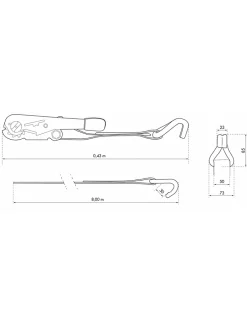 Sangle de serrage, 8m, à cliquet, crochets JJ, jaune --Thirard New