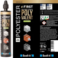 SCELL IT Kit Scellement Chimique FIRST300 300ml Ton béton avec 6 Tamis et Tige Acier M8 et Brosse-Scell-It Sale