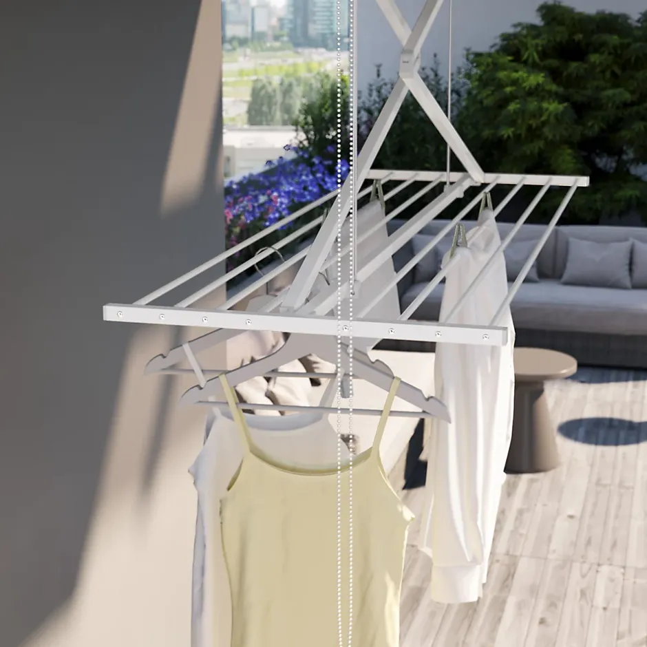 Séchoir plafond manuel blanc 152x54x25cm alu Mini 150-Foxydry Sale