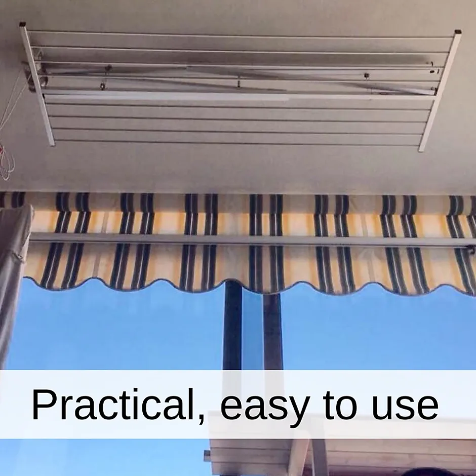 Séchoir plafond manuel blanc 152x54x25cm alu Mini 150-Foxydry Sale