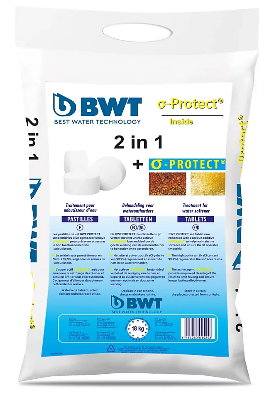 Sel pour adoucisseur d'eau 2 en 1 Protect 18kg^BWT Discount