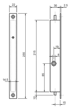 Serrure à encastrer 2 points à levier coffre 32/30 axe 22,5mm - - F132305000-Metalux Clearance