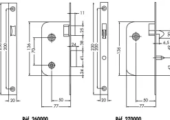 Serrure à larder MULTIBAT à condamnation axe 50mm finition nickelé à bout rond sans gâche réversible - - 260000-06-1B-Jpm Outlet