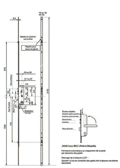 Serrure 4 points série 20215 automatique L2150mm têtière 16mm Axe 40mm sans gâche - - 26766000-Vachette Online