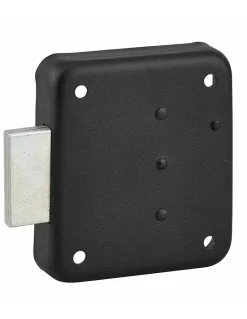 Serrure de meuble en applique pour porte d'ameublement, gauche, axe 35mm, 70x60mm, noir, 3 clés -^Thirard New