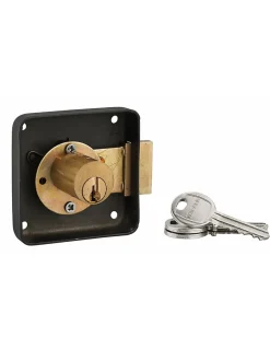 Serrure de meuble en applique pour porte d'ameublement, gauche, axe 40mm, 70x70mm, noir, 3 clés -^Thirard Hot