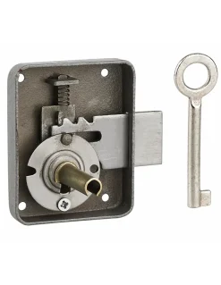 Serrure de meuble Paris pour porte d'ameublement, gauche, axe 35mm, 60x70mm, gris, 1 clé --Thirard Outlet