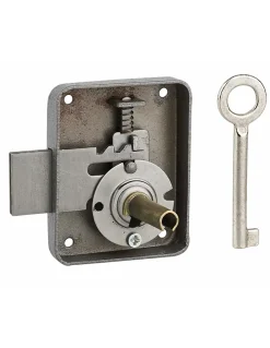 Serrure de meuble Paris pour porte d'ameublement, droite, axe 35mm, 60x70mm, gris, 1 clé -^Thirard New