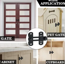 Serrure de porte coulissante, verrou de volet, verrou de porte avec vis, acier inoxydable, finition noir mat^Deko Online