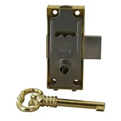 Serrure en applique axe 15 l. 30 mm x H. 70 mm x ep. 10 mm droite/gauche acier laitonné-Diall Outlet