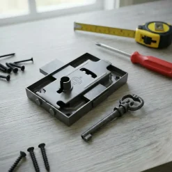 Serrure en applique axe 15 l. 30 mm x H. 70 mm x ep. 10 mm droite/gauche acier poli-Diall New