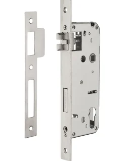 Serrure encast. Intelock trou cylindre pour poignées connectées, inox, axe50mm, entr'axes85mm, carré8, révers - INTELOCK^Thirard Hot