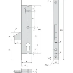 Serrure monopoint pêne dormant à bascule 36mm - STREMLER - 2362.36.0^Stremler Assa Abloy Best