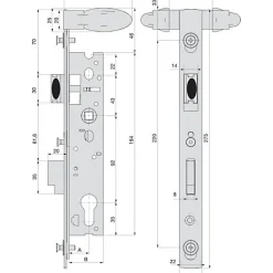 Serrure piscine monopoint double manoeuvre pêne dormant demi-tour 39mm - STREMLER - 2268.39.0^Stremler Assa Abloy