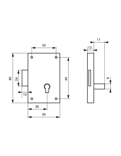 Serrure pour meuble, acier poli, 50 mm, droite, 1 clé --Thirard Discount