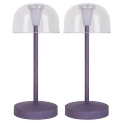 Set de 2 lampes de table LED rechargeables Gomba extérieur intérieur métal plastique couleur mûre hauteur 18,5cm^Näve Online
