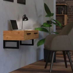 Set de 2x consoles murales support d'étagères en acier noir mat 450x150x30 mm-Ml-Design Best