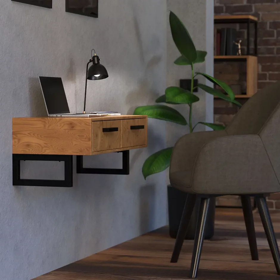 Set de 2x consoles murales support d'étagères en acier noir mat 450x150x30 mm-Ml-Design Best