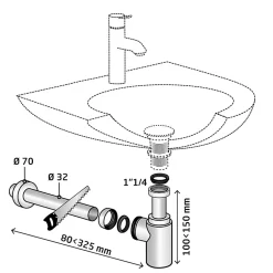 Siphon chromé 32mm avec tuyau-Wirquin Online