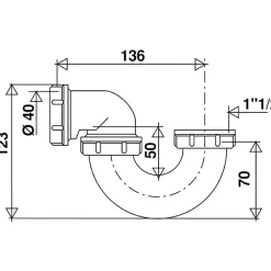 Siphon de baignoire orientable - 1'1/2 - Diamètre 40 mm --Valentin Best