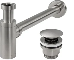 Siphon de lavabo + bonde Brushed Nickel^Rea