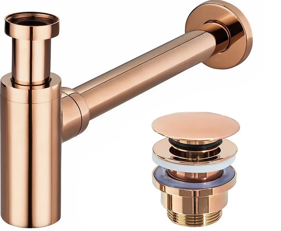 Siphon de lavabo + bonde Rose Gold-Rea Hot