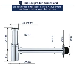 Siphon de Lavabo en Acier Inox Hauteur Reglable Set de Siphon G1 1 4 pour Vasque et Lavabo-Homelody Outlet