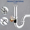 Siphon de Lavabo en Acier Inox Chrome Anti Odeur Tube Courbe en Forme de G Ouverture Quart de Tour pour Lavabo^Homelody Best