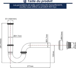Siphon de Lavabo en Acier Inox Chrome Anti Odeur Tube Courbe en Forme de G Ouverture Quart de Tour pour Lavabo^Homelody Best
