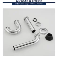 Siphon de Lavabo en Acier Inox Chrome Anti Odeur Tube Courbe en Forme de G Ouverture Quart de Tour pour Lavabo^Homelody Best