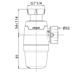 Siphon de lavabo NEO 30722152 Ø d'entrée 1’’1/4, Ø de sortie 32 mm garde d'eau 50 mm^Wirquin