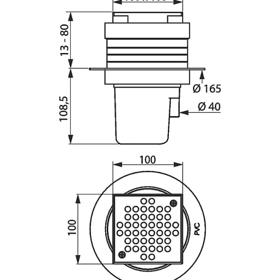 Siphon de sol à hauteur réglable - 100 x 100 mm --Delabie New