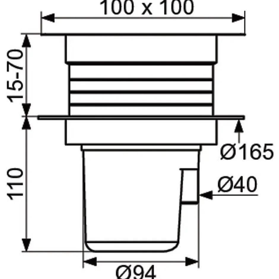 Siphon de sol à hauteur réglable - 100 x 100 mm --Delabie New