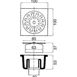 Siphon de sol PVC gris - 100 x 100 mm --Grandsire Outlet