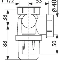 Siphon d'évier à culot blanc - 1'1/2 - Diamètre 40 mm -^Valentin New